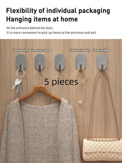 Pezzi Ganci Adesivi Robusti, Non Necessaria Una Perforazione, Appendiabiti Da Parete In Acciaio Inossidabile Per Cucina, Bagno, Camera Da Letto, Asciugamano, Cappotto, Chiavi, Borse