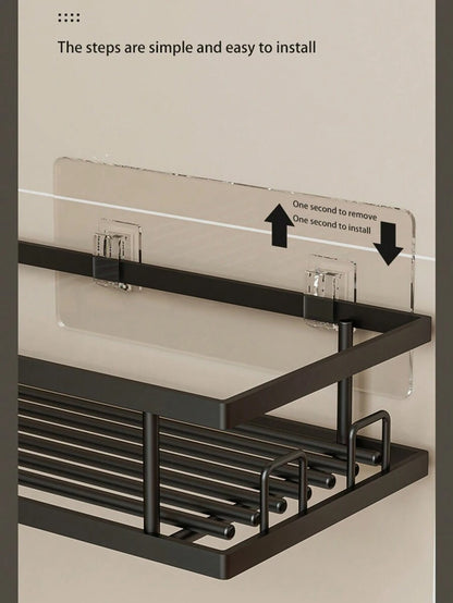 Set di accessori da bagno in acciaio inossidabile senza foratura: portaoggetti angolare per doccia, organizer da parete adesivo per doccia per gel doccia