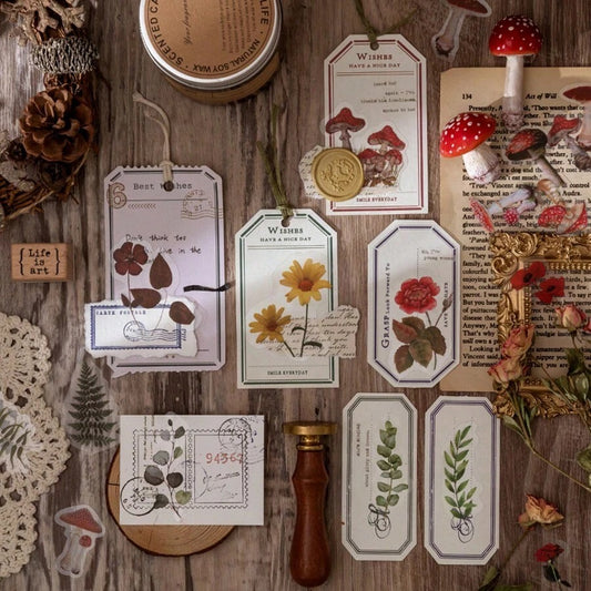 CANDY POETRY 1 Confezione Di 40 Pezzi Adesivi Decorativi Retrò In Stile Botanico Per DIY, Materiali Per Artigianato, Accessori Per Cellulari, Notebook, Laptop, Scrapbook Estetici E Forniture Per Opere D'arte