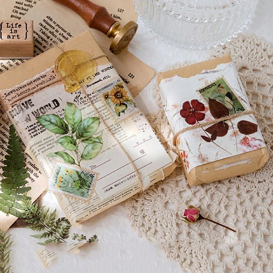 CANDY POETRY 1 Confezione Di 40 Pezzi Adesivi Decorativi Retrò In Stile Botanico Per DIY, Materiali Per Artigianato, Accessori Per Cellulari, Notebook, Laptop, Scrapbook Estetici E Forniture Per Opere D'arte