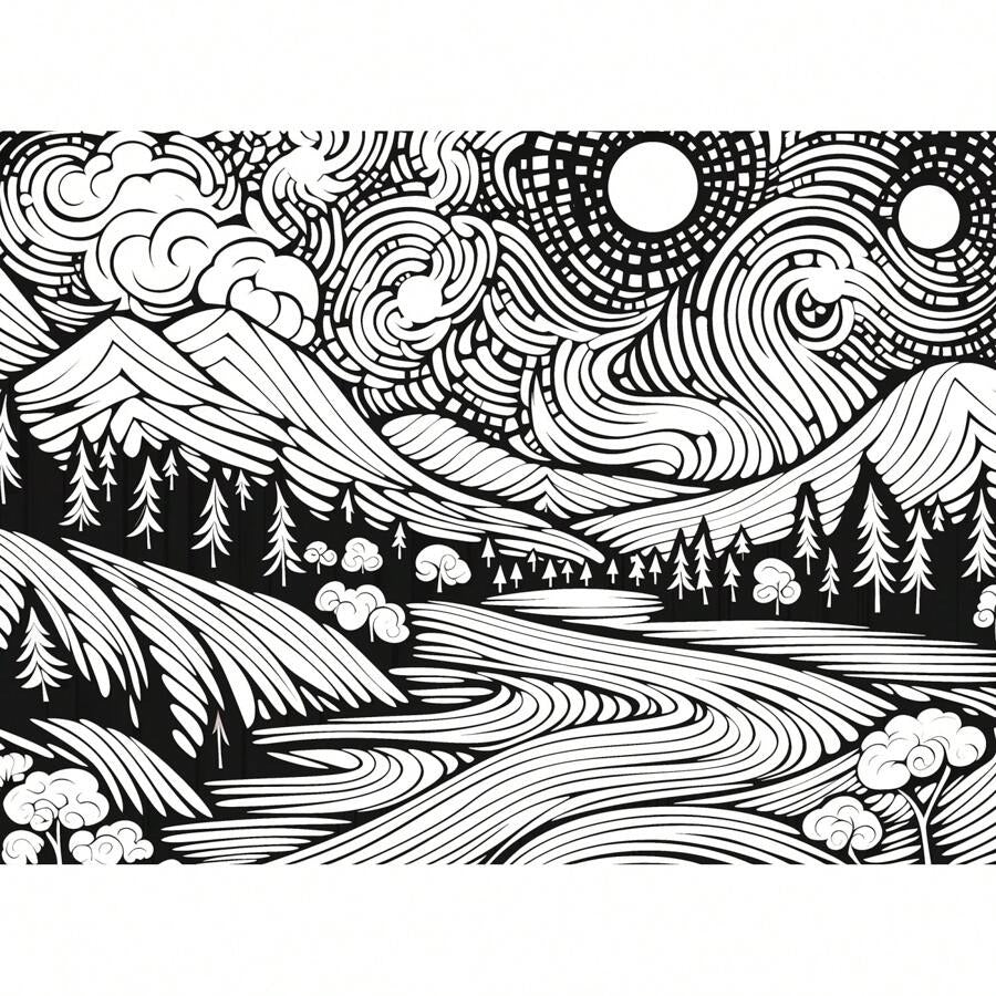 Libro da colorare per adulti con 32 pagine, stile Van Gogh con motivi della notte stellata, materiali per l'arte per alleviare lo stress, rilassante, riflessivo e decompressivo - regalo natalizio ideale per uomini, donne e adolescenti