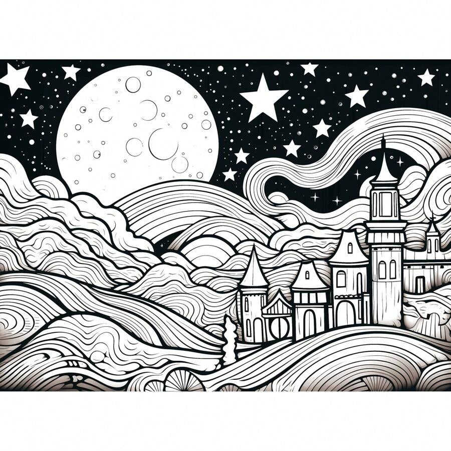 Libro da colorare per adulti con 32 pagine, stile Van Gogh con motivi della notte stellata, materiali per l'arte per alleviare lo stress, rilassante, riflessivo e decompressivo - regalo natalizio ideale per uomini, donne e adolescenti