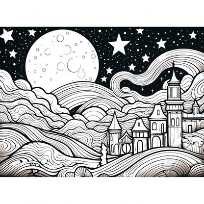 Libro da colorare per adulti con 32 pagine, stile Van Gogh con motivi della notte stellata, materiali per l'arte per alleviare lo stress, rilassante, riflessivo e decompressivo - regalo natalizio ideale per uomini, donne e adolescenti