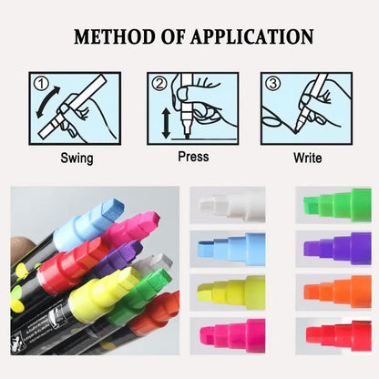 8 Colori Pennarelli Al Chalk Liquido - Colori Casuali, Pennarelli Neon Al Calcare Lavabili E Cancellabili A Umido Per Lavagne, Bacheche, Finestre In Vetro, Celebrazione Della Laurea, Arte Per Studenti - Pennarelli Cancellabili Per Finestra