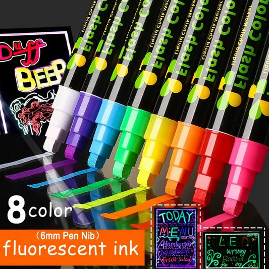 8 Colori Pennarelli Al Chalk Liquido - Colori Casuali, Pennarelli Neon Al Calcare Lavabili E Cancellabili A Umido Per Lavagne, Bacheche, Finestre In Vetro, Celebrazione Della Laurea, Arte Per Studenti - Pennarelli Cancellabili Per Finestra
