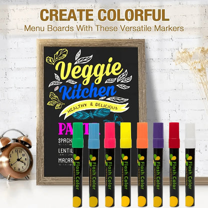 8 Colori Pennarelli Al Chalk Liquido - Colori Casuali, Pennarelli Neon Al Calcare Lavabili E Cancellabili A Umido Per Lavagne, Bacheche, Finestre In Vetro, Celebrazione Della Laurea, Arte Per Studenti - Pennarelli Cancellabili Per Finestra