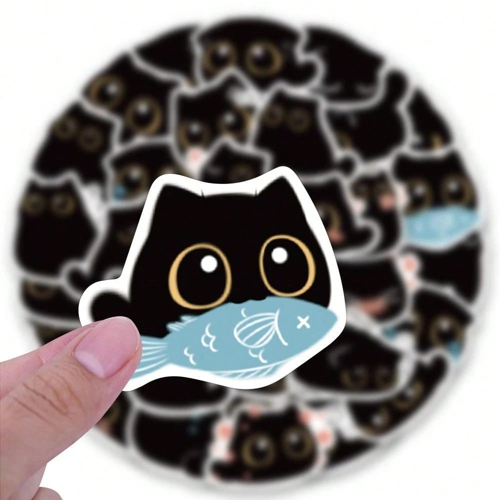 40 Adesivi Gatto Nero Adesivi In Vinile Impermeabili Per Album, Diari, Laptop, Paraurti, Skateboard, Bottiglie D'acqua, Computer, Telefono, Cartoni Animati, Elmetto, Adesivi Per Auto E Decalcomanie