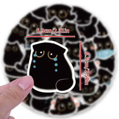 40 Adesivi Gatto Nero Adesivi In Vinile Impermeabili Per Album, Diari, Laptop, Paraurti, Skateboard, Bottiglie D'acqua, Computer, Telefono, Cartoni Animati, Elmetto, Adesivi Per Auto E Decalcomanie