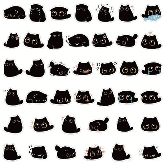 40 Adesivi Gatto Nero Adesivi In Vinile Impermeabili Per Album, Diari, Laptop, Paraurti, Skateboard, Bottiglie D'acqua, Computer, Telefono, Cartoni Animati, Elmetto, Adesivi Per Auto E Decalcomanie
