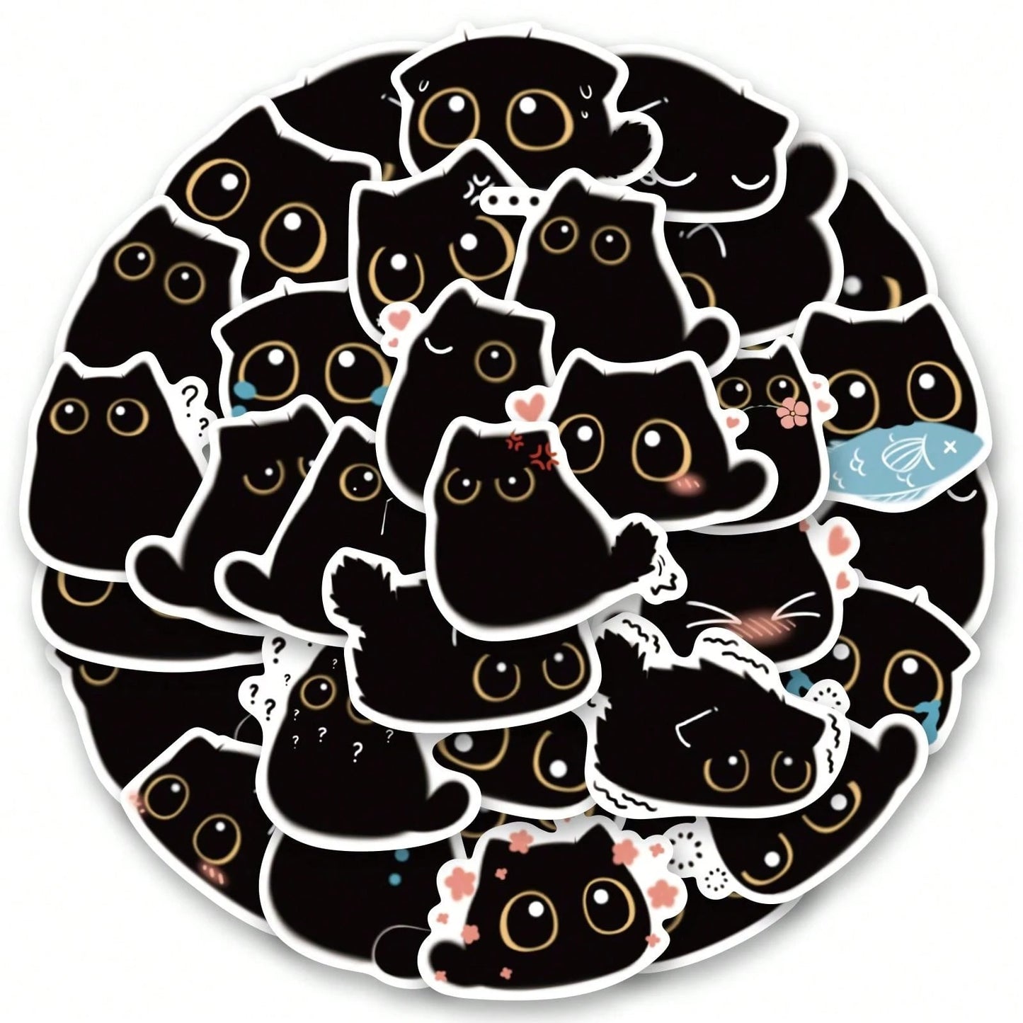 40 Adesivi Gatto Nero Adesivi In Vinile Impermeabili Per Album, Diari, Laptop, Paraurti, Skateboard, Bottiglie D'acqua, Computer, Telefono, Cartoni Animati, Elmetto, Adesivi Per Auto E Decalcomanie