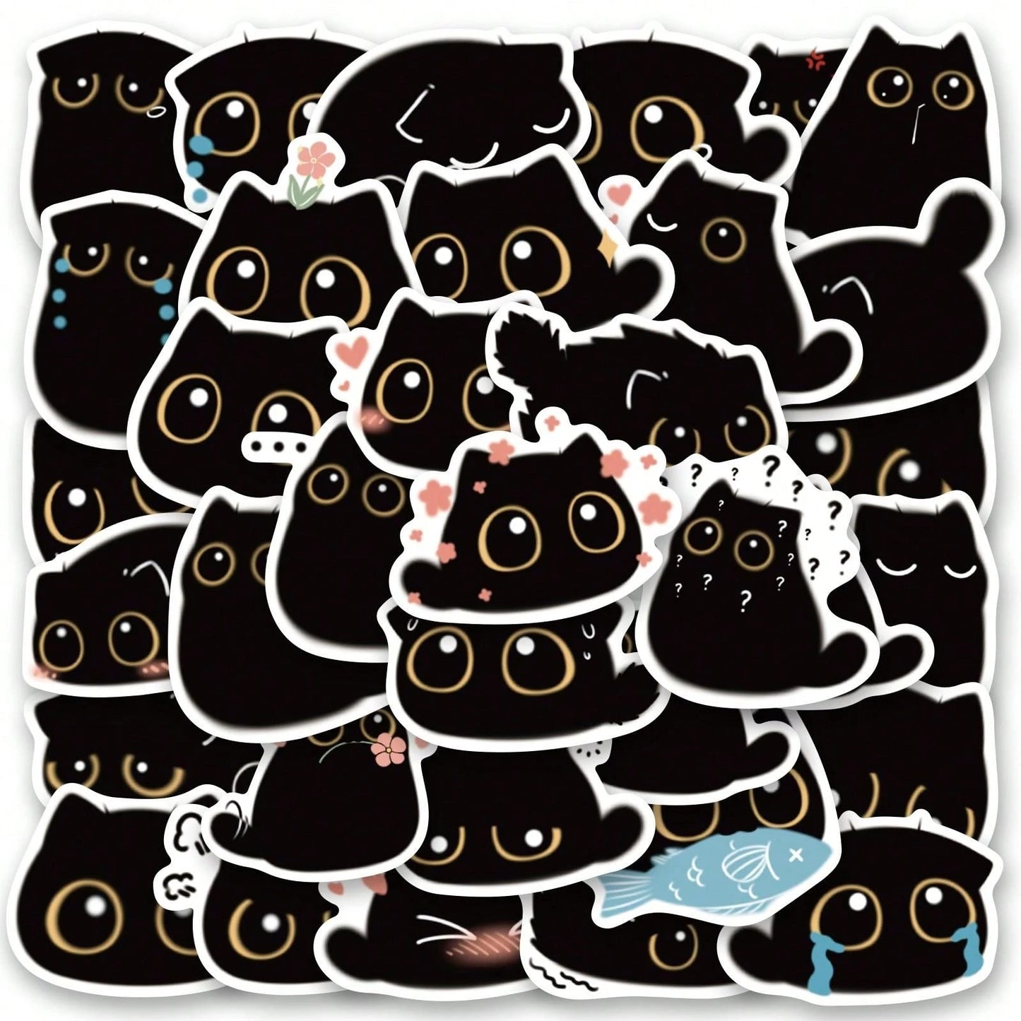 40 Adesivi Gatto Nero Adesivi In Vinile Impermeabili Per Album, Diari, Laptop, Paraurti, Skateboard, Bottiglie D'acqua, Computer, Telefono, Cartoni Animati, Elmetto, Adesivi Per Auto E Decalcomanie