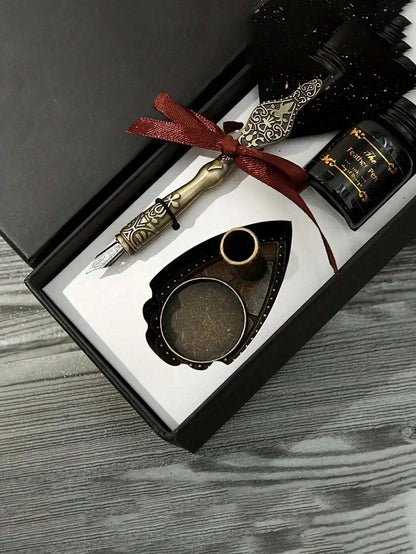 Penne Vintage Firmate, Pennino Di Piuma Con Inchiostro Brillante E 2 Punte Di Ricambio, Perfetto Per La Calligrafia E La Scrittura Antica, Regalo Di San Valentino, Regalo Della Festa Della Mamma, Regalo Di Alta Gamma Confezionato