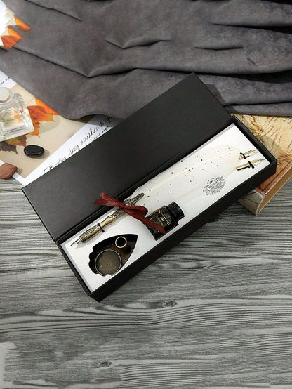 Penne Vintage Firmate, Pennino Di Piuma Con Inchiostro Brillante E 2 Punte Di Ricambio, Perfetto Per La Calligrafia E La Scrittura Antica, Regalo Di San Valentino, Regalo Della Festa Della Mamma, Regalo Di Alta Gamma Confezionato