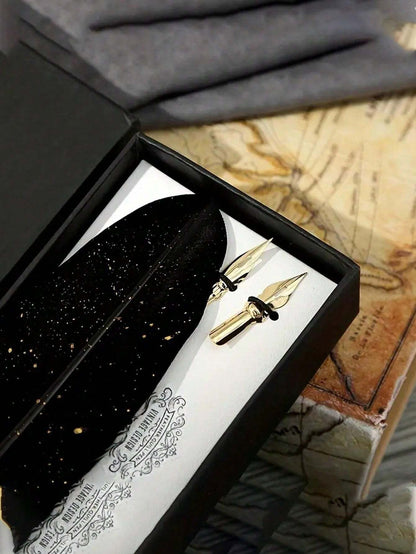 Penne Vintage Firmate, Pennino Di Piuma Con Inchiostro Brillante E 2 Punte Di Ricambio, Perfetto Per La Calligrafia E La Scrittura Antica, Regalo Di San Valentino, Regalo Della Festa Della Mamma, Regalo Di Alta Gamma Confezionato