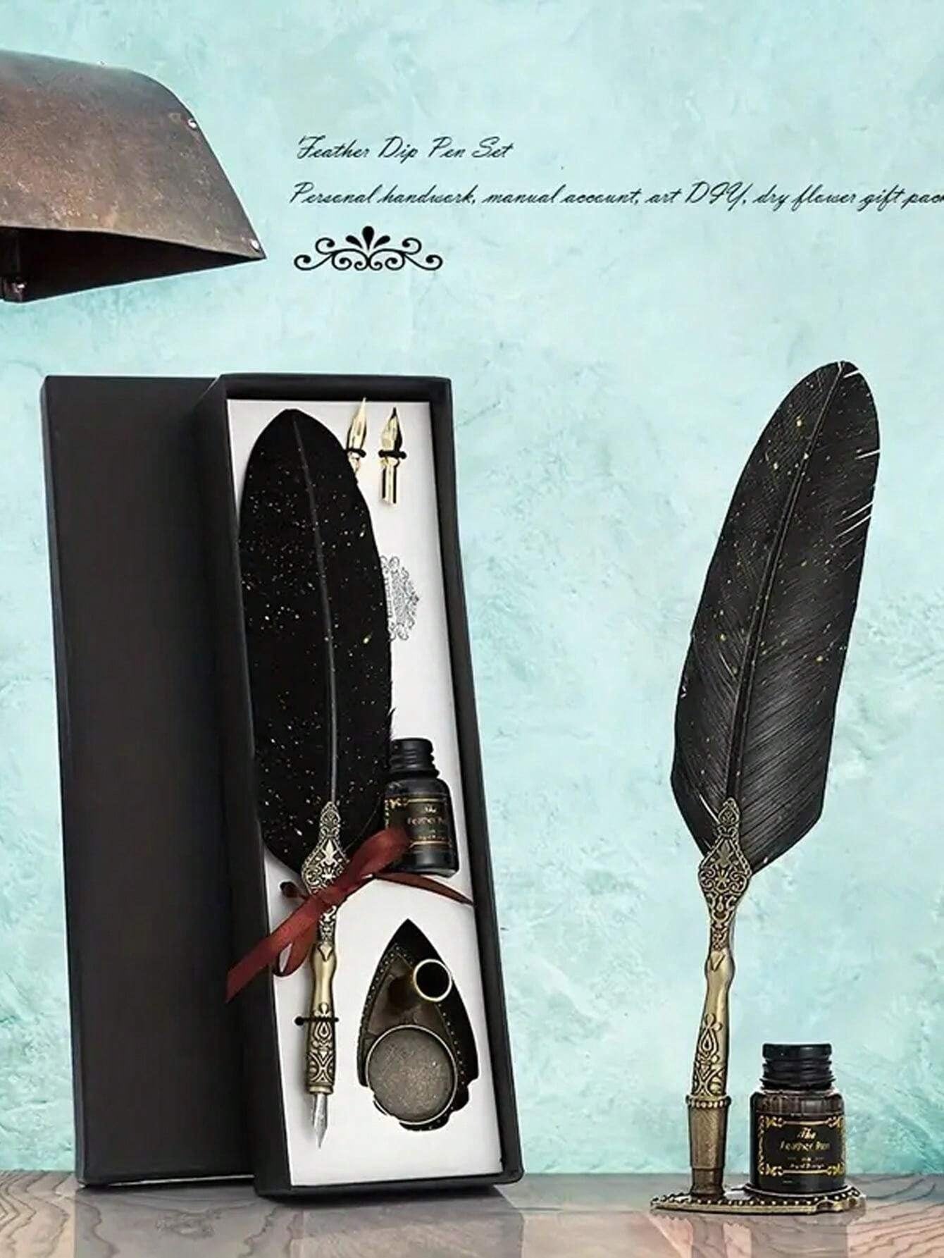 Penne Vintage Firmate, Pennino Di Piuma Con Inchiostro Brillante E 2 Punte Di Ricambio, Perfetto Per La Calligrafia E La Scrittura Antica, Regalo Di San Valentino, Regalo Della Festa Della Mamma, Regalo Di Alta Gamma Confezionato