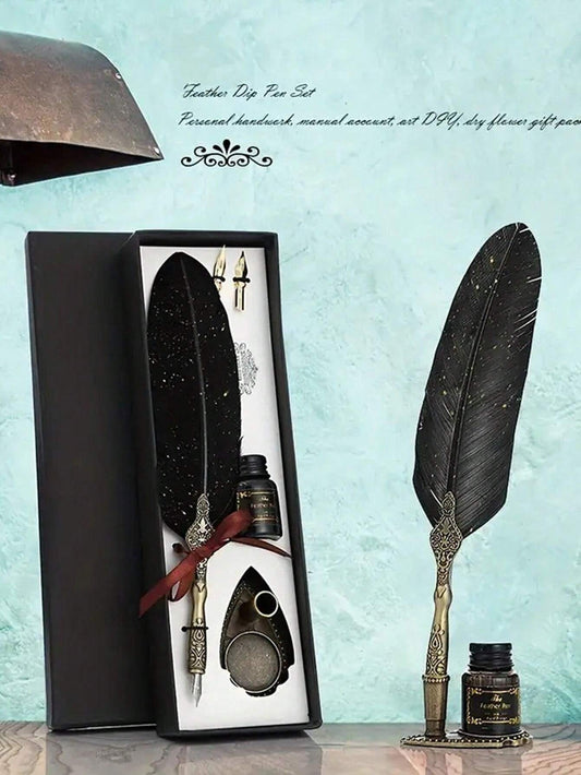 Penne Vintage Firmate, Pennino Di Piuma Con Inchiostro Brillante E 2 Punte Di Ricambio, Perfetto Per La Calligrafia E La Scrittura Antica, Regalo Di San Valentino, Regalo Della Festa Della Mamma, Regalo Di Alta Gamma Confezionato