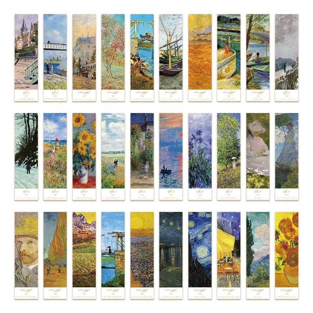 30 Segnalibri Artistici Classici Per Pittura A Olio Van Gogh E Monet Scheda Messaggio Artistico Decorazione Fai Da Te Piccola Scheda