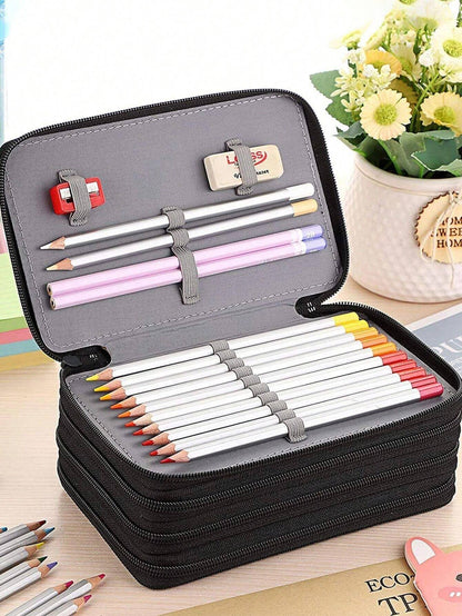 astuccio multifunzionale, astuccio per matite colorate da 72 scomparti, dotato di 3 grandi fori per temperamatite, gomme e matite, articoli essenziali per il ritorno a scuola