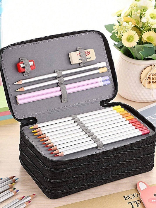 astuccio multifunzionale, astuccio per matite colorate da 72 scomparti, dotato di 3 grandi fori per temperamatite, gomme e matite, articoli essenziali per il ritorno a scuola