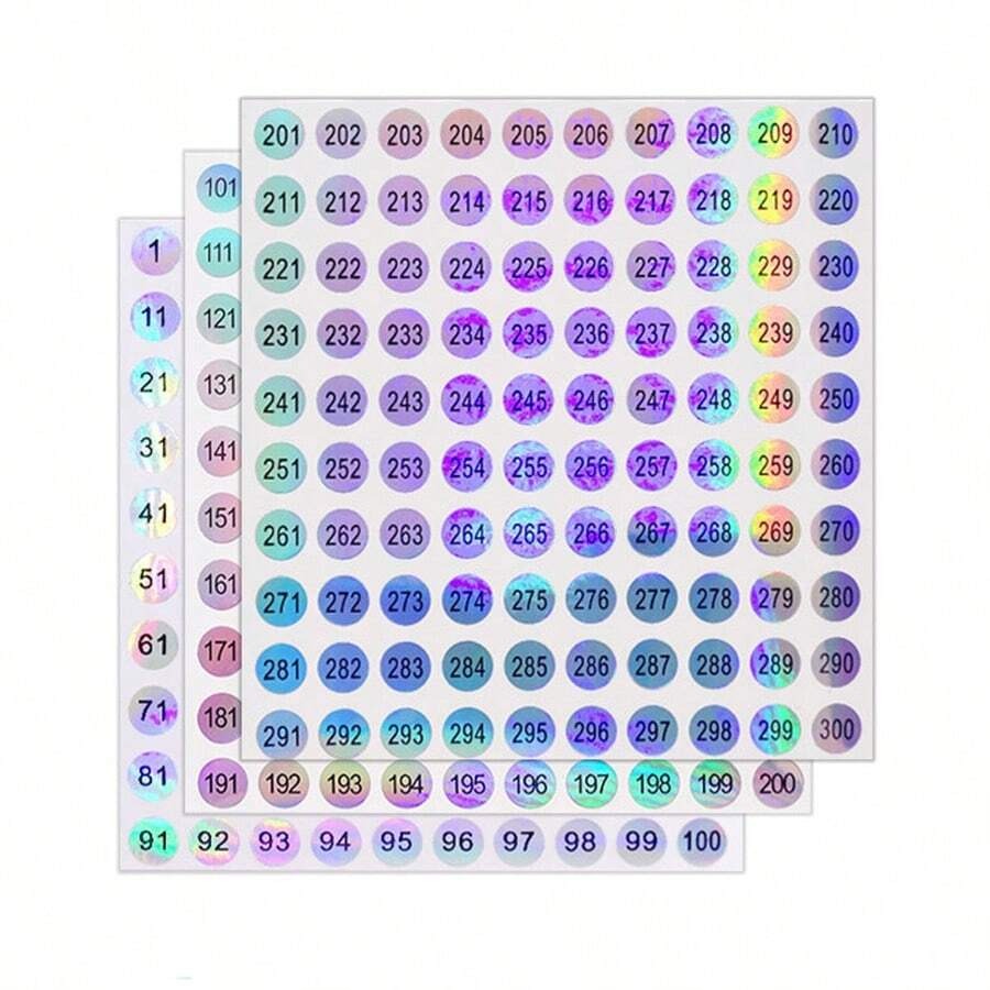 500 pezzi/5 fogli numerazione da 1 a 500 o 1 pezzo/foglio numerazione da 1 a 100, adesivi numerati per bottiglie di smalto, etichette circolari olografiche impermeabili con codice per album