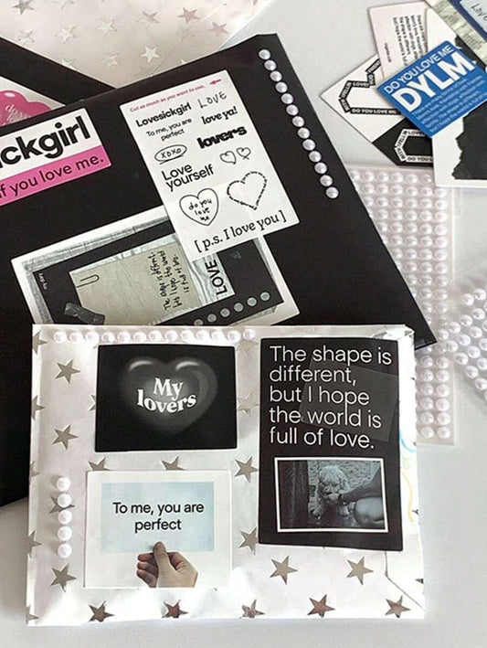 Un foglio di 260pz Adesivo decorativo per catena di perle bianche a mezza circonferenza in stile balletto "Ins" fai-da-te per Gukka Journal Scrapbooking Gift Decoration