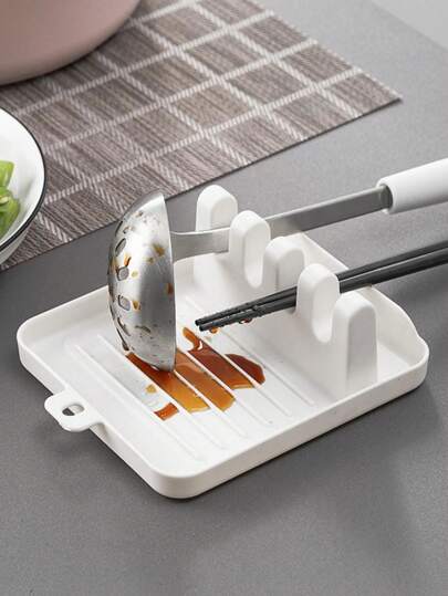 Basic living 1 pezzo Rack per coperchio pentola, poggia cucchiaio multifunzione in PP bianco, organizzatore di accessori per utensili da cucina da bancone