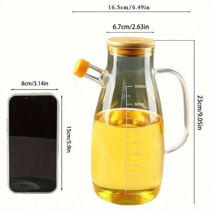 bottiglia dispensatrice di olio in vetro, decanter a prova di perdite per olio d'oliva, barattolo per aceto, contenitore di stoccaggio da cucina per cottura