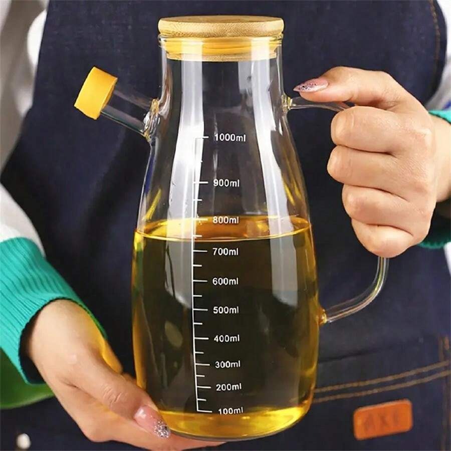 bottiglia dispensatrice di olio in vetro, decanter a prova di perdite per olio d'oliva, barattolo per aceto, contenitore di stoccaggio da cucina per cottura