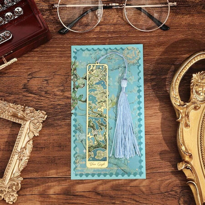 Segnalibro retrò in metallo con dipinto floreale, segnalibro cavo con bronzatura e nappina, regali di cancelleria per il ritorno a scuola, per club del libro, lettori, compleanni, festival, scrittori, amanti dei libri