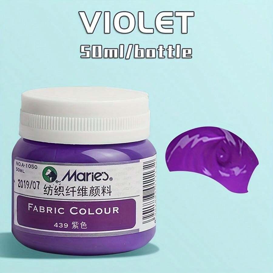 Vernice per tessuti Marie's, 1 bottiglia da 50ml - 12 colori disponibili - Pigmenti tessili permanenti professionali con colori vivaci, per artisti e artigiani, strumenti per dipingere magliette, scarpe, jeans