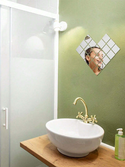 20 pezzi 2,5/5/7,5 cm Adesivi decorativi per specchi a mosaico quadrati piccoli, impermeabili e lavabili, ideali per salotto, sala da pranzo, adesivi per piastrelle da bagno, adesivi, decorazioni da parete