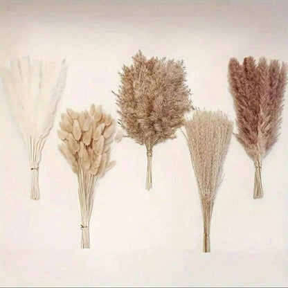 Fiori secchi di erba di pampa bianca e coda di coniglio, decorazione in stile bohémien, decorazione floreale artificiale da parete per il bagno, San Valentino, regalo, decorazione autunnale, piante finte
