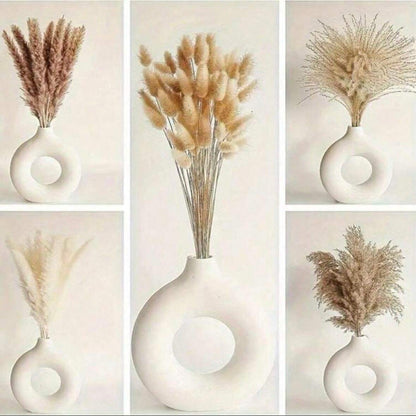 Fiori secchi di erba di pampa bianca e coda di coniglio, decorazione in stile bohémien, decorazione floreale artificiale da parete per il bagno, San Valentino, regalo, decorazione autunnale, piante finte
