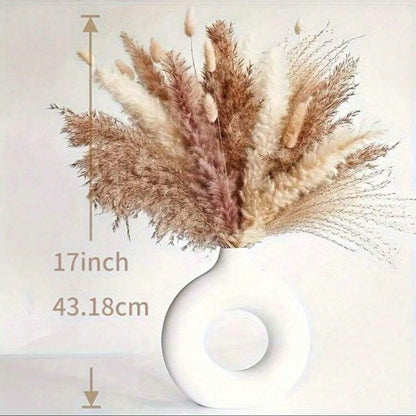 Fiori secchi di erba di pampa bianca e coda di coniglio, decorazione in stile bohémien, decorazione floreale artificiale da parete per il bagno, San Valentino, regalo, decorazione autunnale, piante finte