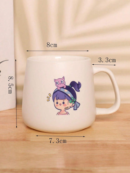 Tazza di ceramica da 350ml con gatto carino, grande capacità per caffè/latte, torna a scuola