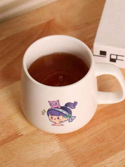 Tazza di ceramica da 350ml con gatto carino, grande capacità per caffè/latte, torna a scuola
