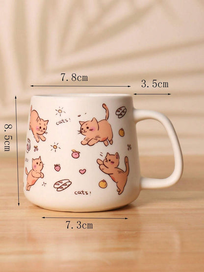 Tazza di ceramica da 350ml con gatto carino, grande capacità per caffè/latte, torna a scuola