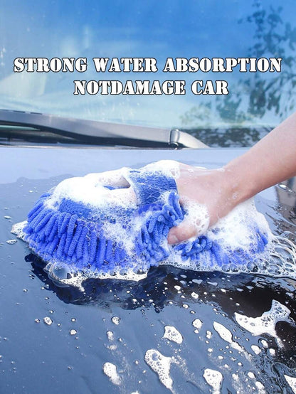 1 pezzo, Spugna-guanto in microfibra di chenille morbida per lavare automobili e motocicli, per una pulizia efficiente e assorbimento dell'acqua