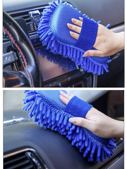 1 pezzo, Spugna-guanto in microfibra di chenille morbida per lavare automobili e motocicli, per una pulizia efficiente e assorbimento dell'acqua