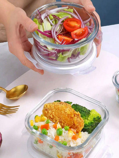 1/2 Porzione Contenitore per Alimenti con Coperchio, Lunch Box in Vetro Microonde-Friendly, Contenitore per Pasti per Ritorno a Scuola