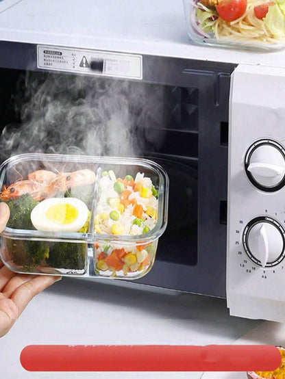 1/2 Porzione Contenitore per Alimenti con Coperchio, Lunch Box in Vetro Microonde-Friendly, Contenitore per Pasti per Ritorno a Scuola