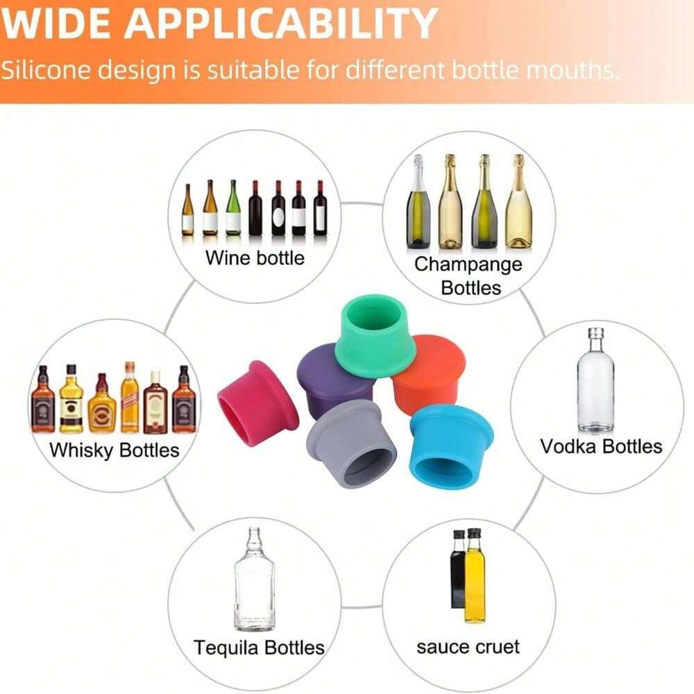Tappo in silicone semplice e facile da usare per vino, tappo in silicone riutilizzabile per bottiglie di vino, birra, champagne, lavabile in lavastoviglie