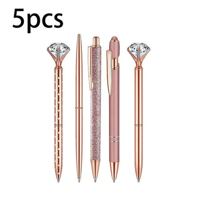 Penne a sfera con decorazioni in glitter liquido, strass e cristalli, inchiostro nero, per matrimoni, ufficio, cancelleria da scrivania, back to school