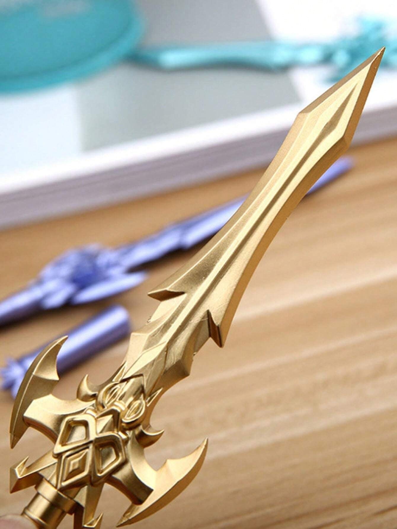 Penne neutre a forma di spada retrò, design armi da arti marziali anime, articoli di cancelleria per studenti, colore casuale