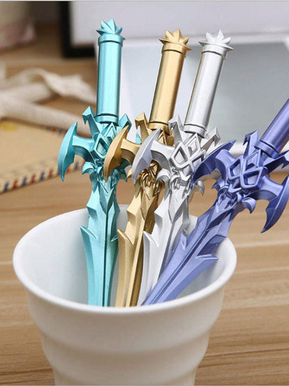 Penne neutre a forma di spada retrò, design armi da arti marziali anime, articoli di cancelleria per studenti, colore casuale
