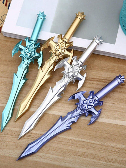 Penne neutre a forma di spada retrò, design armi da arti marziali anime, articoli di cancelleria per studenti, colore casuale