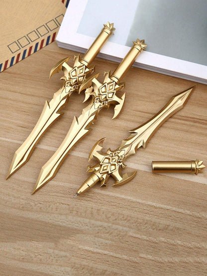 Penne neutre a forma di spada retrò, design armi da arti marziali anime, articoli di cancelleria per studenti, colore casuale