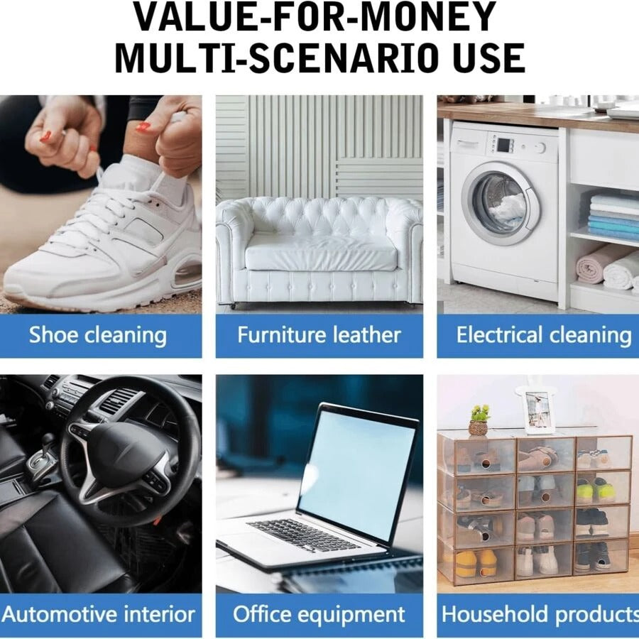 Crema detergente e rimuovi macchie multifunzionale, crema detergente multiuso, crema per pulire scarpe bianche, crema per scarpe con spugna, pasta detergente solida per scarpe, vestiti, divani per decontaminare