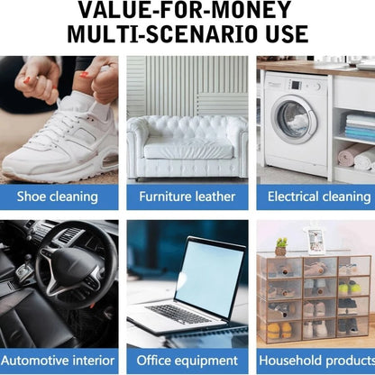 Crema detergente e rimuovi macchie multifunzionale, crema detergente multiuso, crema per pulire scarpe bianche, crema per scarpe con spugna, pasta detergente solida per scarpe, vestiti, divani per decontaminare