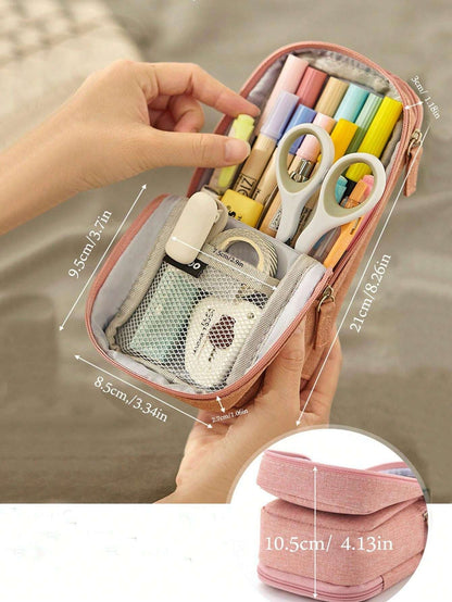 Astuccio per matite carino e rosa, grande capacità, stile giapponese e coreano, adatto a studenti maschi e femmine, astuccio multifunzione, semplice, per matite, cosmetici, lavaggio, scuola